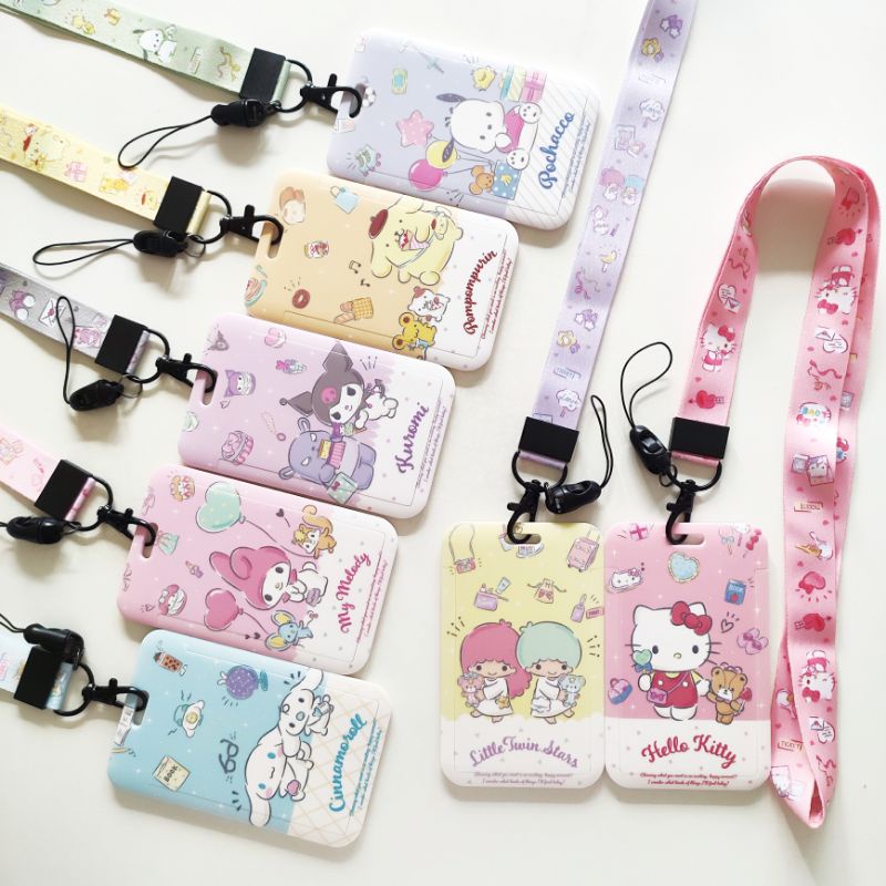 

Cute Sanrio Mascot ID Card Holder Name Tag Lanyard / Kalung Wadah Kartu Identitas Sanrio Lucu 2 / Hello Kitty Pompompurin Cinnamoroll My Melody Little Twin Stars Pachacco Kuromi