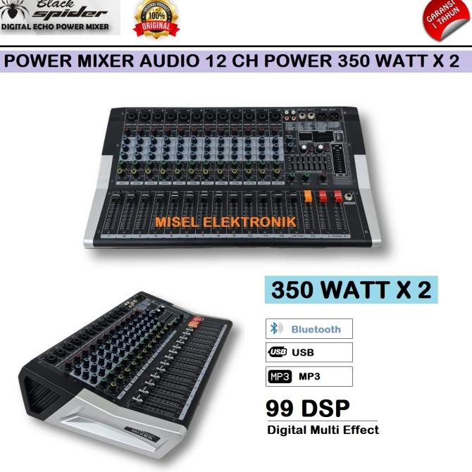 Power Mixer Audio 12 Channel Original Bagus Murah Black Spider ED-12