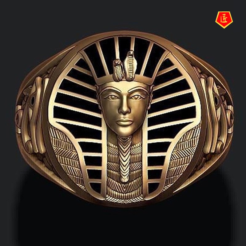 [Ready Stock]Creative Personality Pharaoh Portrait Gold Ring