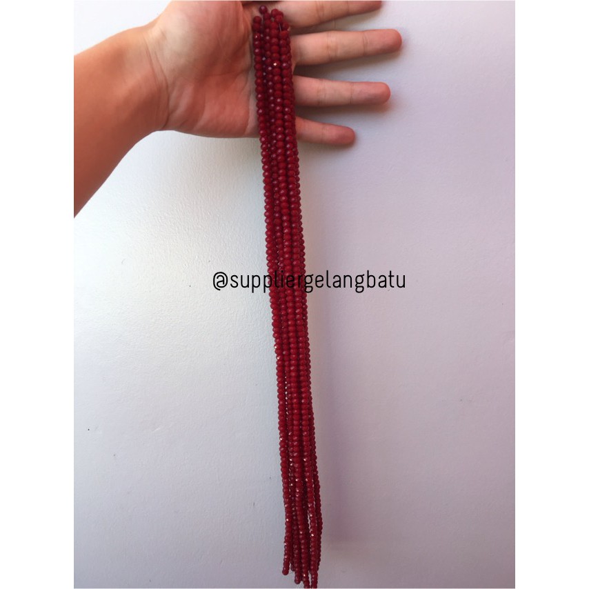 Crystal Ceko Doff 6mm MERAH MAROON beads manik donat rondelle grosir perhiasan aksesoris fashion