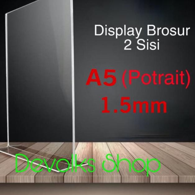 

Sale!!! TEMPAT BROSUR / TENT CARD AKRILIK DISPLAY 2 SISI A5 TEBAL 1.5MM