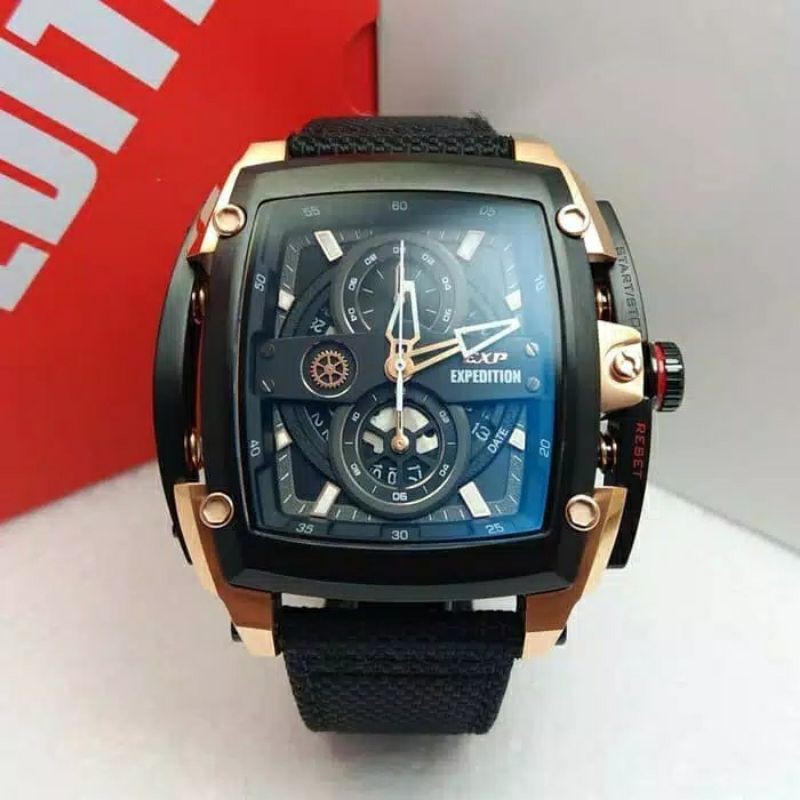 Jam Tangan Expedition E 3008 Tali kanvas Pria / Cowok Original