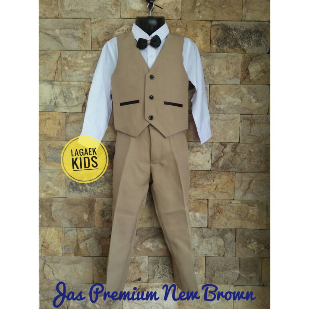 SETELAN JAS ANAK COKLAT 4IN1/JAS PESTA ANAK COKLAT Set Jas Anak Laki Premium Coklat Usia 1 - 3 Tahun - Setelan Tuxedo Coklat Dasi Kupu-Kupu Brown