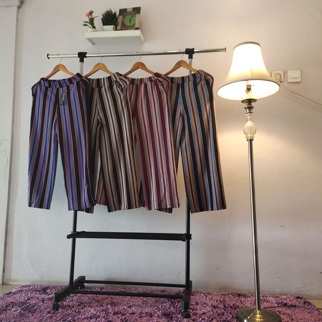 celana kulot panjang salur jumbo
