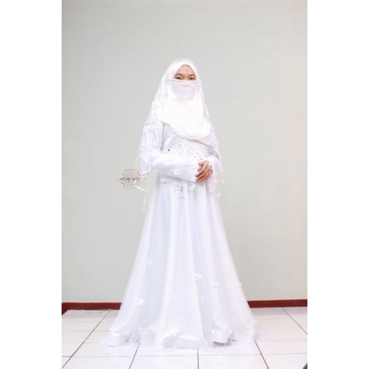 Ready stock gaun walimah syari / set akad nikah pengantin muslimah/ wedding dress