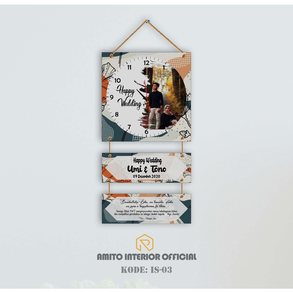 Jam Dinding Custom Foto Susun Nama dan Doa Amito Interior