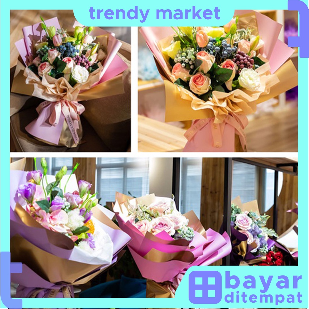 

TRENDYMARKET Kertas Buket Bunga Florist Flower Wrapping BI Color Gold paper Cellophane Pembungkus Bunga KB02 / KB12 / KB14 / KB19