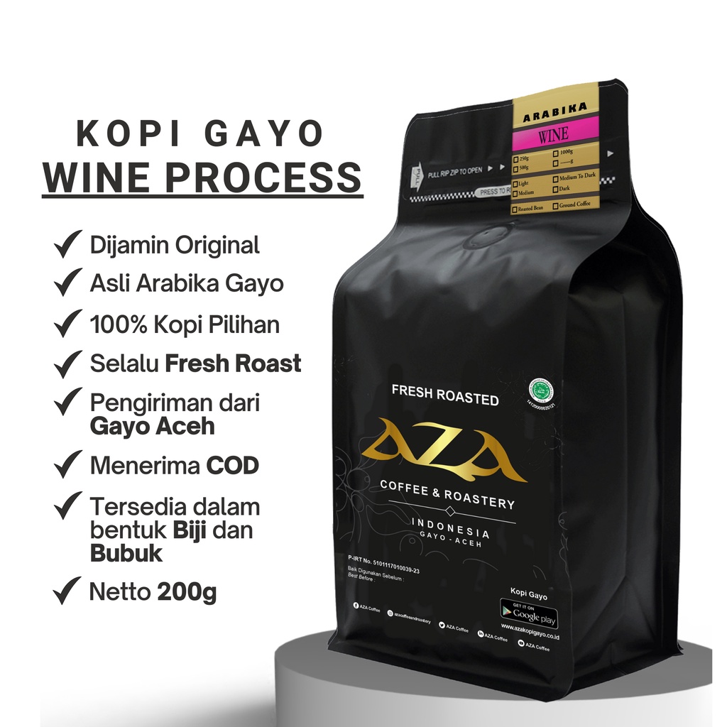 

Kopi Arabika Gayo Wine Coffe 200g-Bubuk/Biji-AZA Coffee