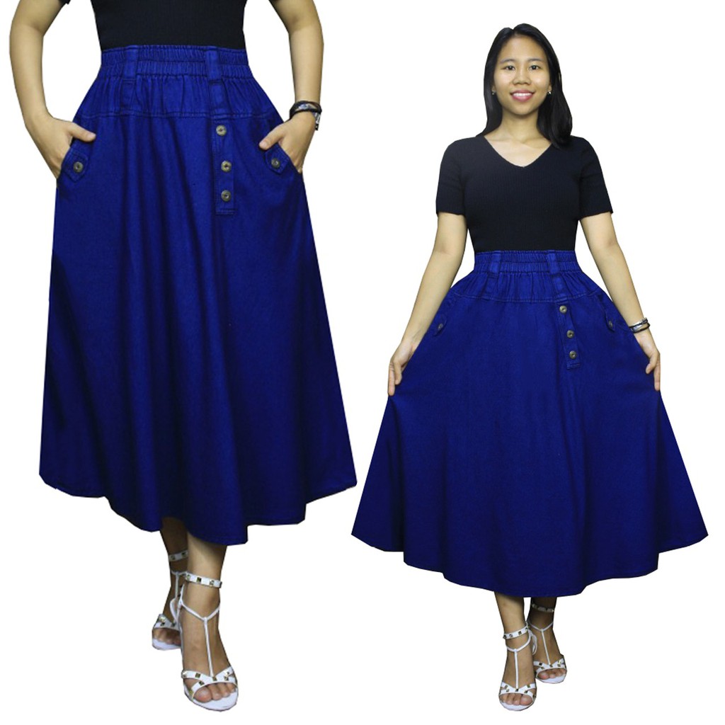 SB Collection Rok Payung Kiranti Midi Jeans Jumbo Wanita