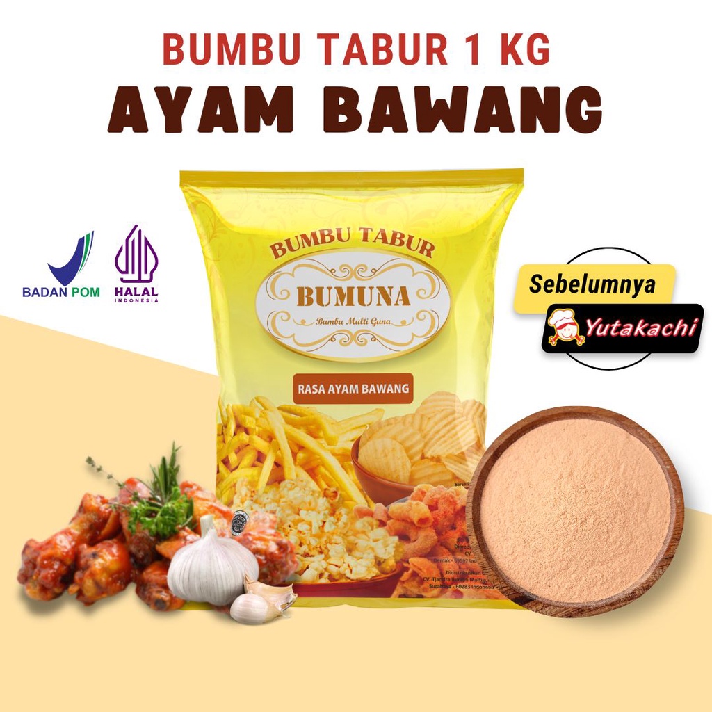 Bumbu Tabur Ayam Bawang 1Kg Bumuna/ Premium Bubuk Tabur Bumbu Keripik Kentang Lidi Ayam Makaroni Jamur Tahu Penyedap Rasa 1 kg Pusat Bumbu