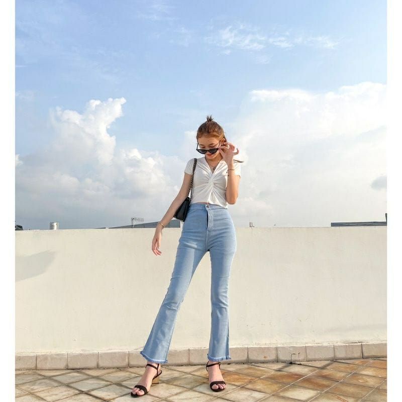 HW Cutbray Jeans - Celana Cutbray strecht Wanita - Celana Cutbray Panjang - Cutbray jeans rawis kekinian- Highwaist Cutbray Jumbo