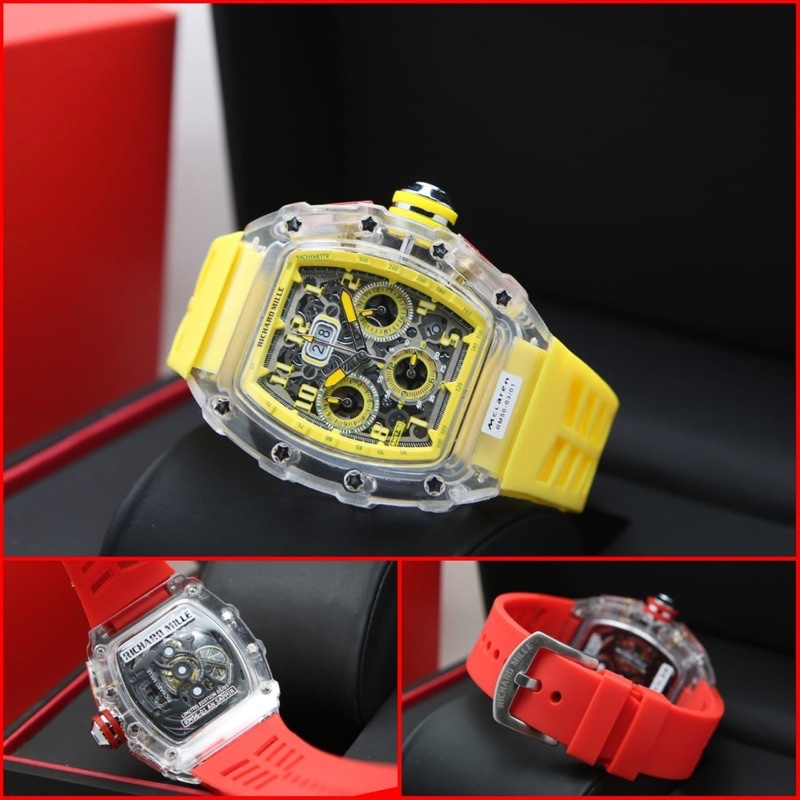 Best Promo !! Jam Tangan Fashion Pria &amp; Wanita RM Tali Rubber D-4,2cm Tanggan dan Chrono Aktif