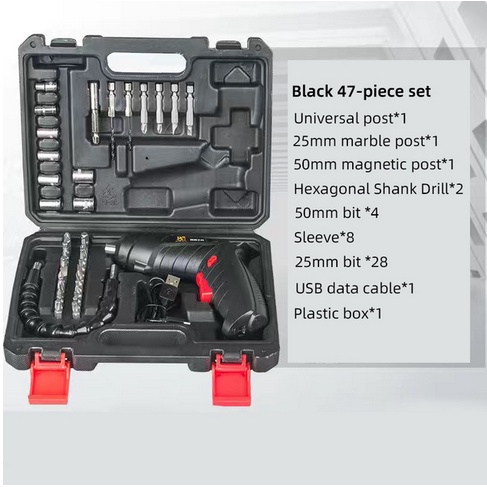 48pcs / 4.2V Mesin Bor Tanpa Kabel Set Aksesoris Obeng Listrik 48 Buah Set Cordless Drill Pengeboran Set-Obeng listrik - 48pc