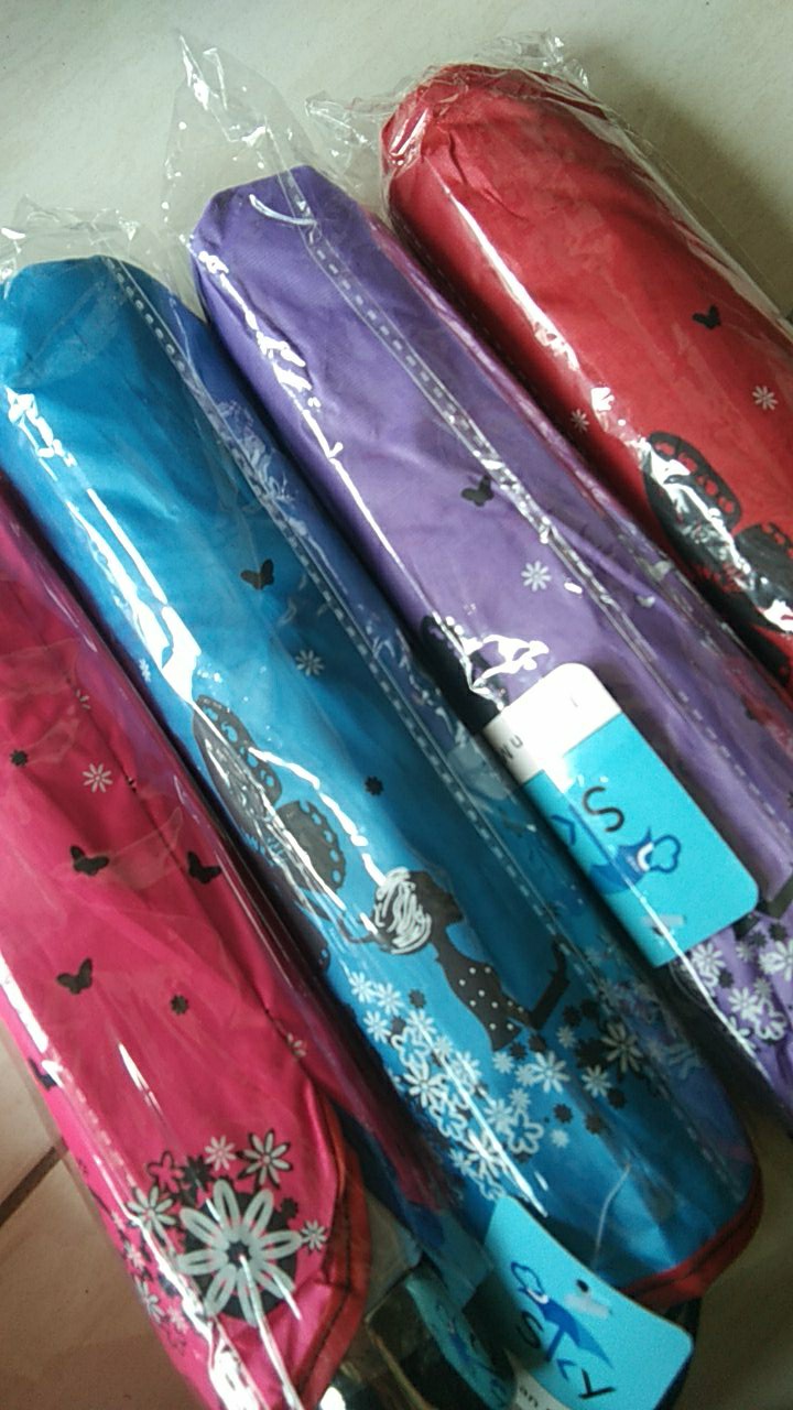 Payung Lipat 3 Korea Lapisan Silver Motif Kembang / Bunga