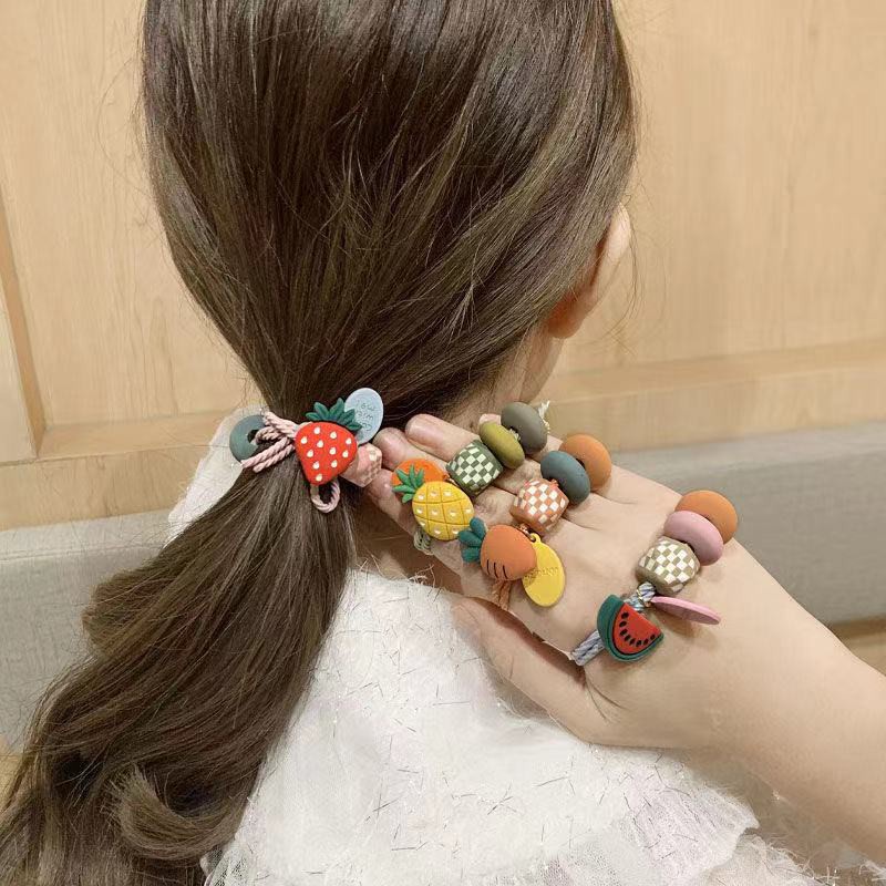 ✅Grosir Jam Senen - Ikat Rambut Aksen Manik Buah Gaya Korea Untuk Wanita / Ikat Rambut Bahan Karet Aksen Buah