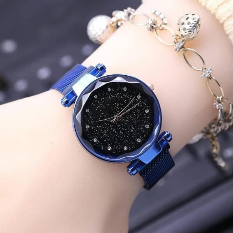 [COD] JAM TANGAN WANITA JAM MAGNET  RANTAI JAM TANGAN ANALOG IMPORT JAM MURAH HARGA GROSIR W04-D-Biru