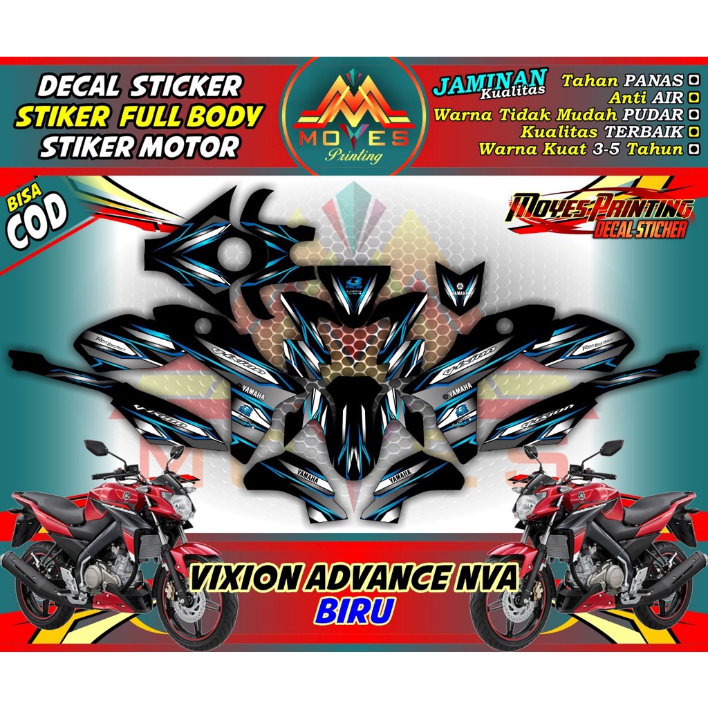 Decal Stiker Vixion Advance NVA Motif Racing Line Biru Sticker Decal Fullbody Vixion Advance NVA