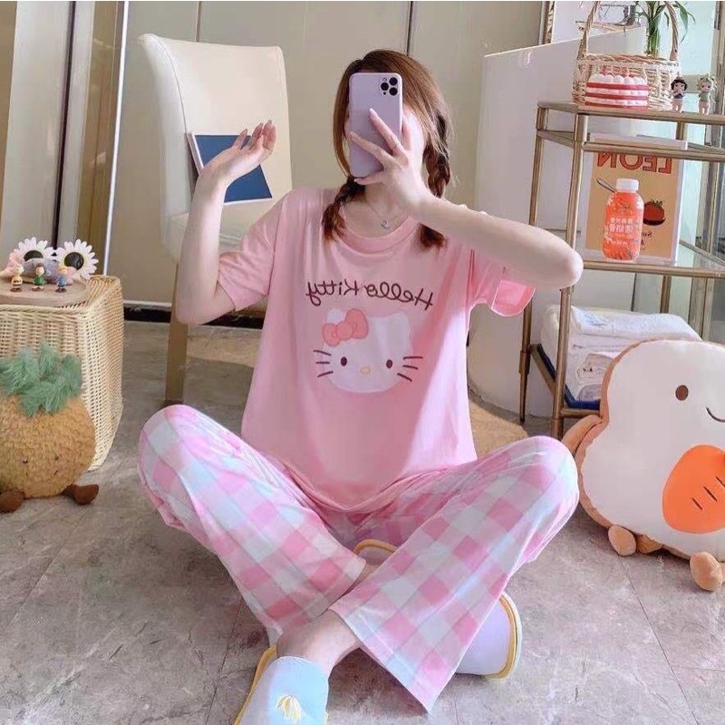 baju tidur wanita / pajamas hello kitty mickey / sleepwear import / piyama bobo