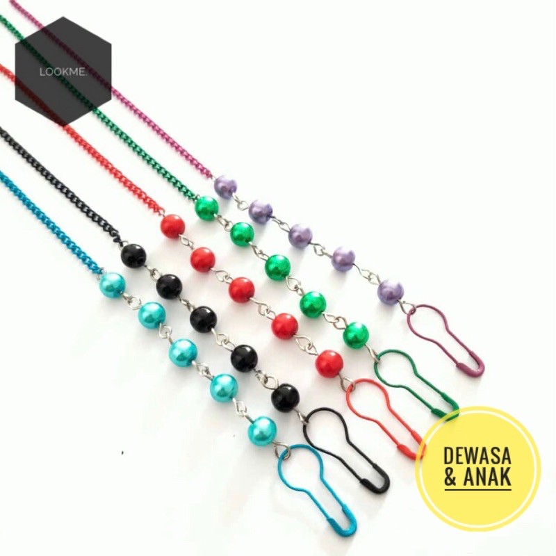 strap masker/tali masker/gantungan masker hijab RANTAI WARNA MUTIARA