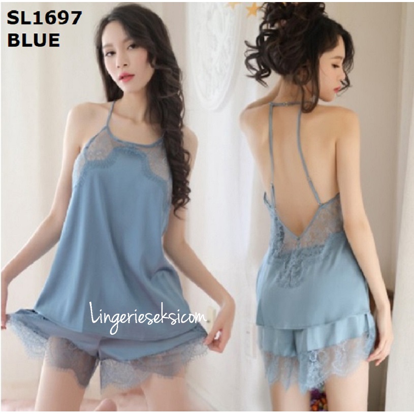 BLIORI 1697 Sexy Lingerie set baju tidur sexy wanita bahan satin premium import setelan