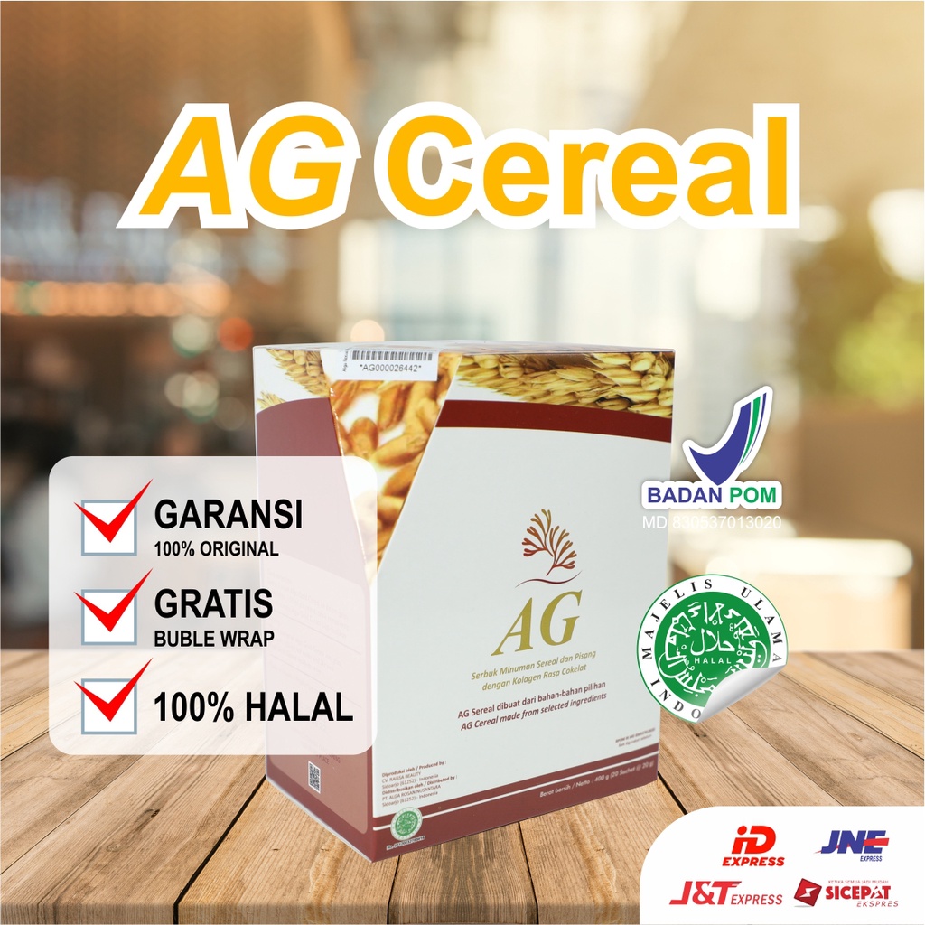 Sereal Diet Kesehatan Lambung Minuman Serbuk Oat mengandung Kolagen Sapi Rasa Coklat  AG Cereal 400g