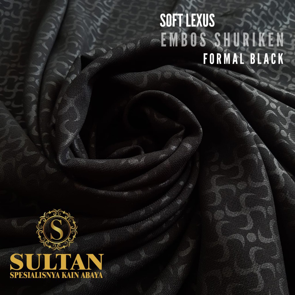 50CM EMBOS SHURIKEN KAIN SOFT LEXINA FORMAL BLACK/ HITAM PEKAT KAIN ABAYA SULTAN (BAHAN FORMAL JETBL