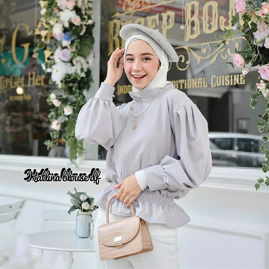 ALFAZZA / KATLINA BLOUSE (BEST SELLER)/ ATASAN WANITA LENGAN BALON SERUT SABRINA LILAC PREMIUM