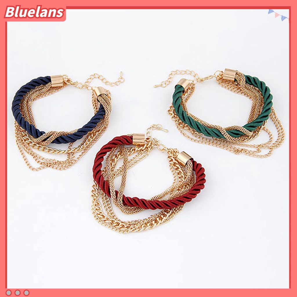 Gelang Rantai Multilayer Adjustable Bahan Alloy Metal Untuk Wanita