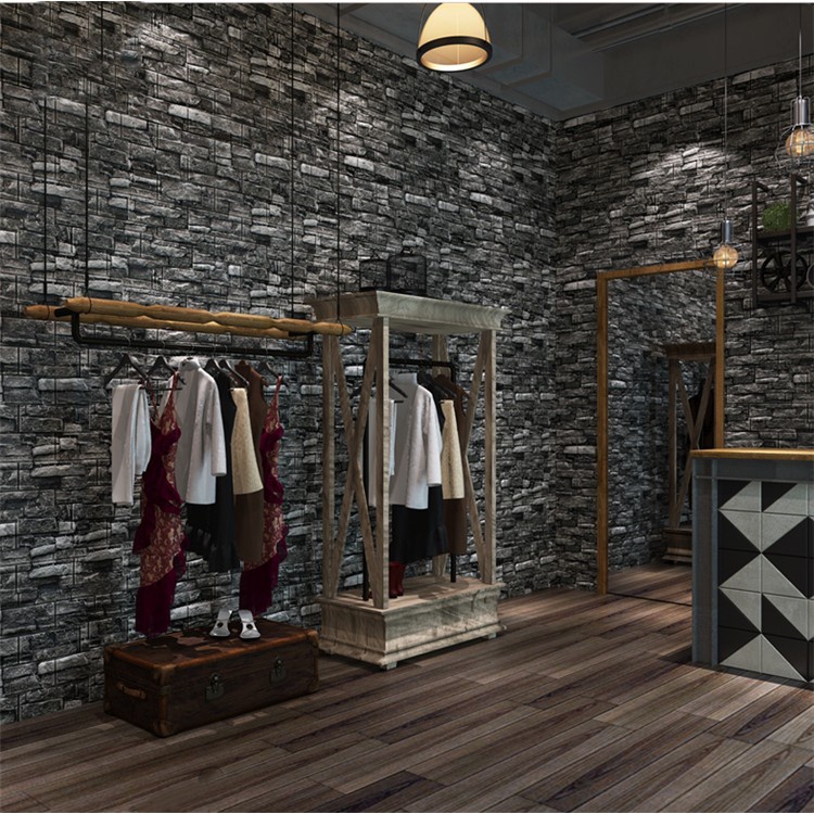 Trend-Wallpaper Dinding Brick Foam 3D Motif Batu Bata Alam Retro 70x77 cm Dekorasi Walpaper Asthetic