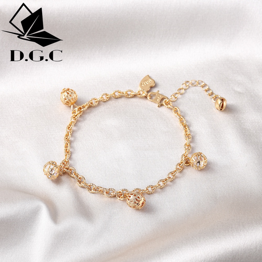 ♥️✅COD✨Gelang Rantai Titanium Wanita Fashion Hollow Desain Bola Aksesoris Gelang Serut Perhiasan Emas D202