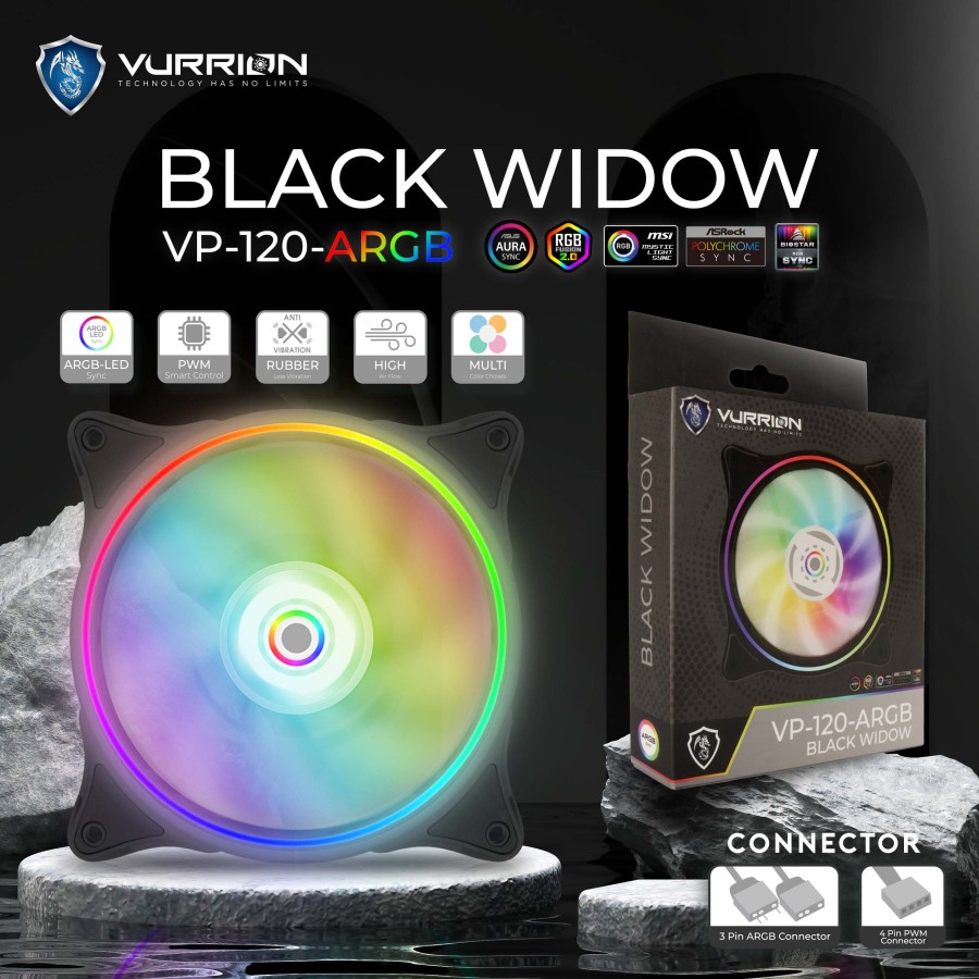 VURRION VP-120 ARGB BLACK WIDOW 120mm - Case Fan