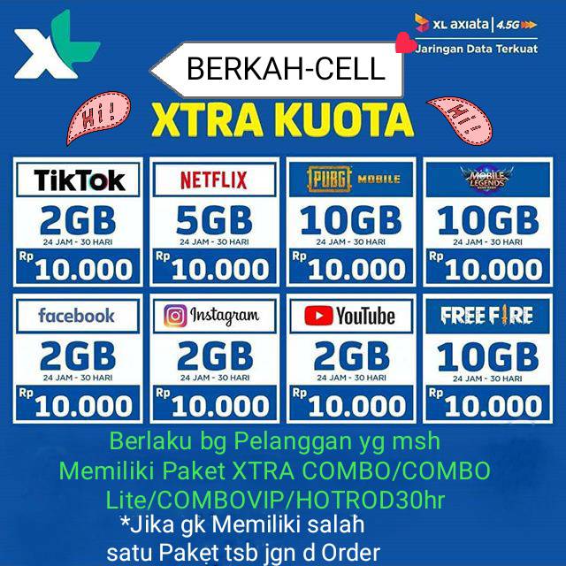 Tembak Paket Data Xl Xtra Kuota 30hr Shopee Indonesia