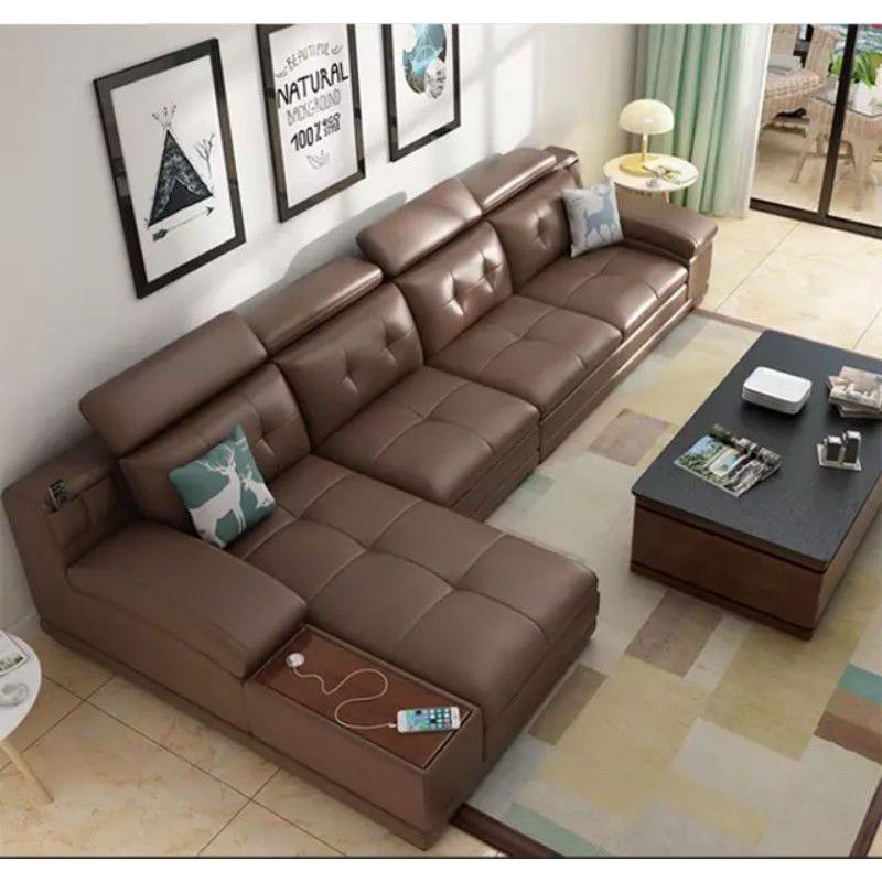 SOFA MINIMALIS LETTER L  - SOFA MODERN - SOFA RUANG TAMU / RUANG KELUARGA - KURSI SOFA -  SOFA KULIT