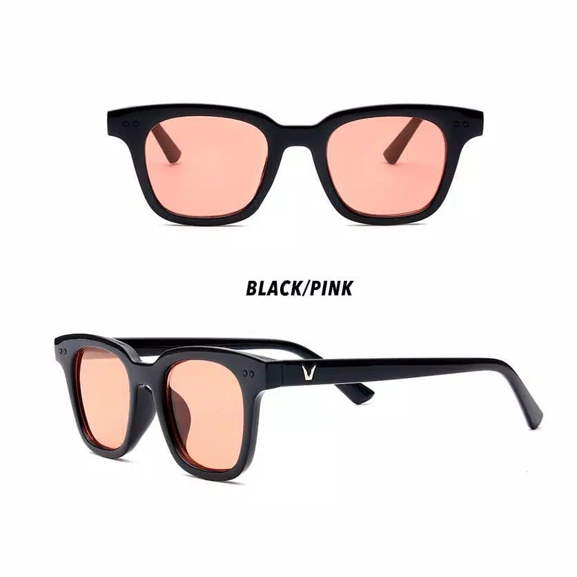 RRNS KM-005 Kacamata Wanita Pria Optik Anti Sunglass Dengan Fashion Sunglasses Kacamata Hitam-BLACK/PINK