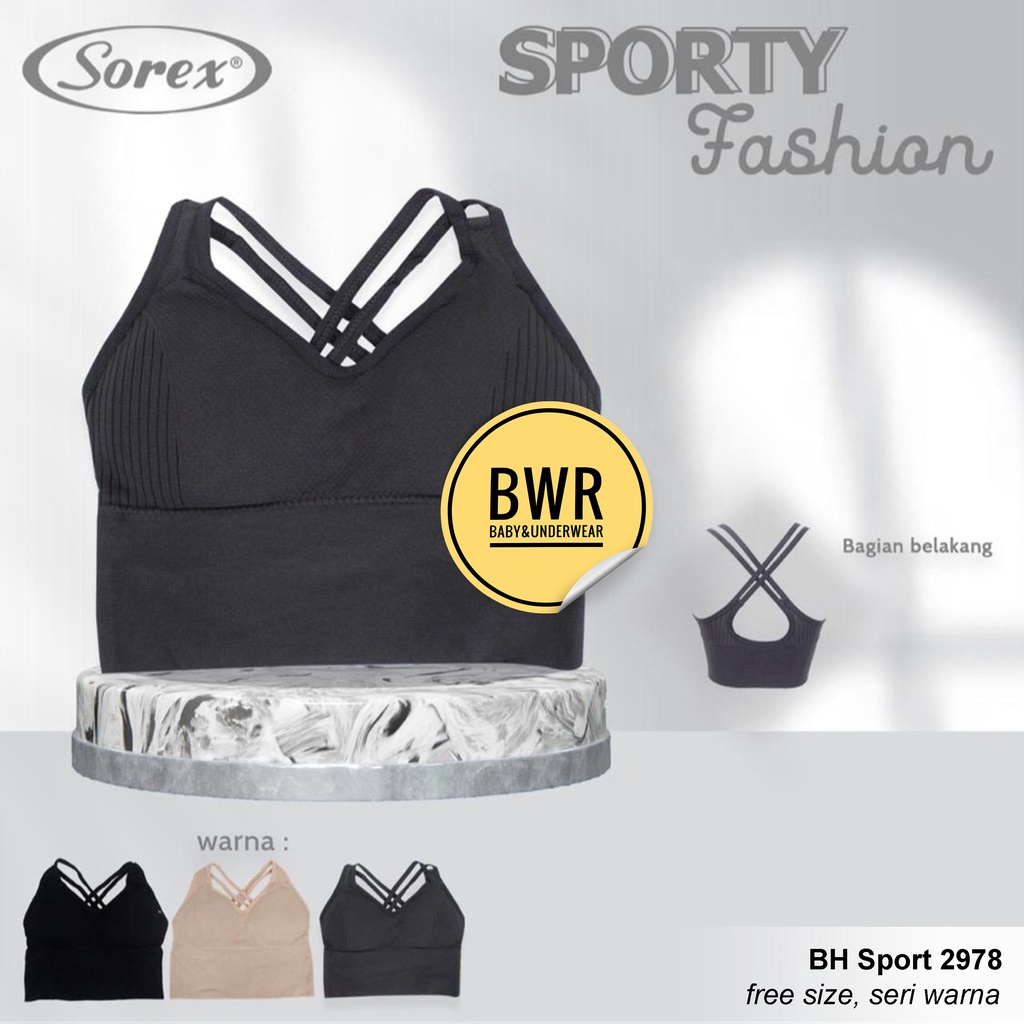 Bra Miniset Sorex 2978 Tali Silang | Pakaian Dalam Bh Sport GYM Olahraga Busa Lepas