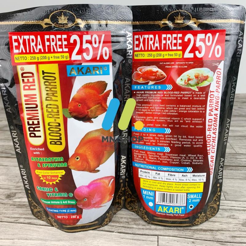 ADY78 Akari Premium Red Blood Red 250gr Parrot Pelet Parrot Louhan Oscar