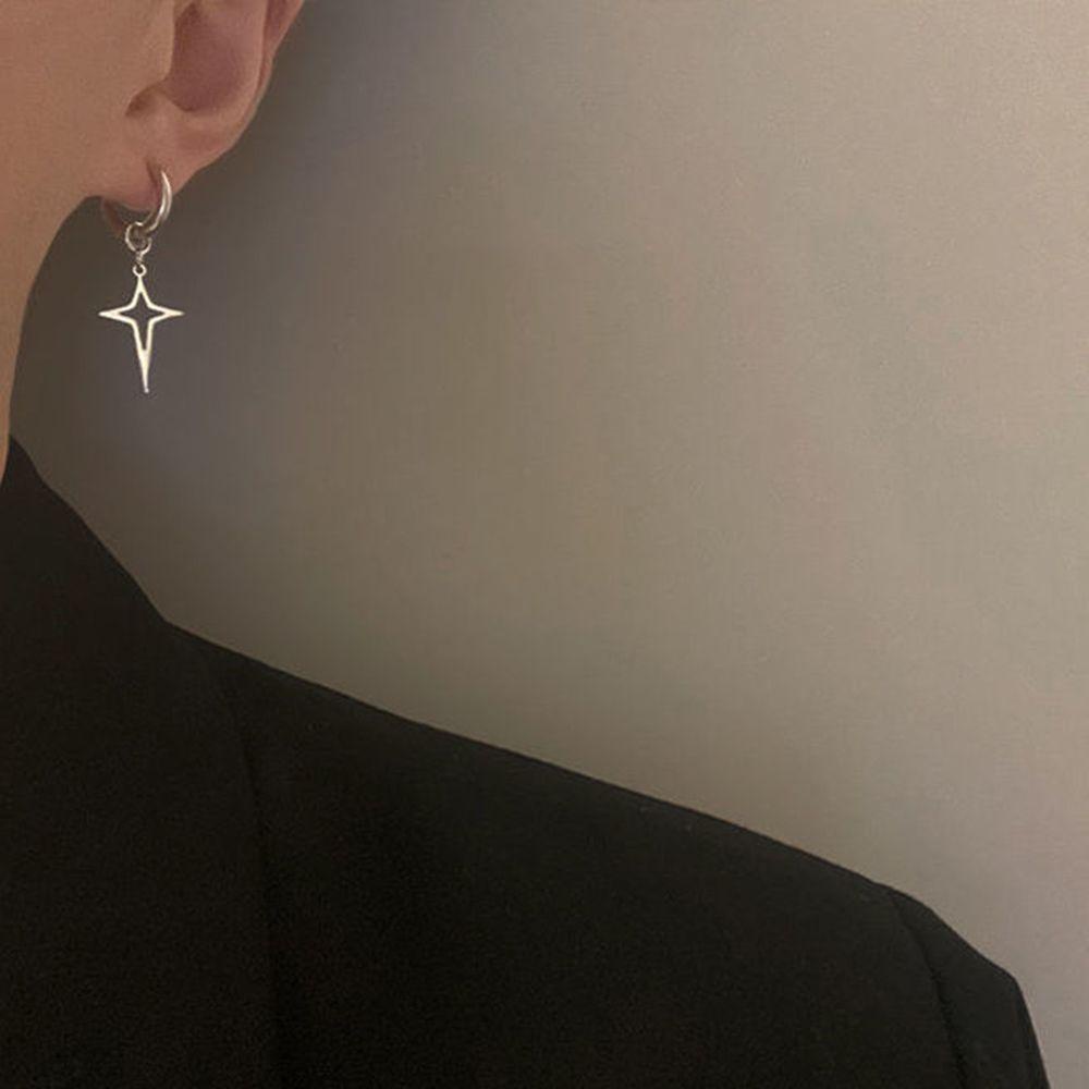 Mxbeauty Cross Star Menjuntai Anting Hadiah Geometris Temperamen Drop Earring Stainless Steel Pria Wanita Menjuntai Anting-Anting Pria Hoop Earring