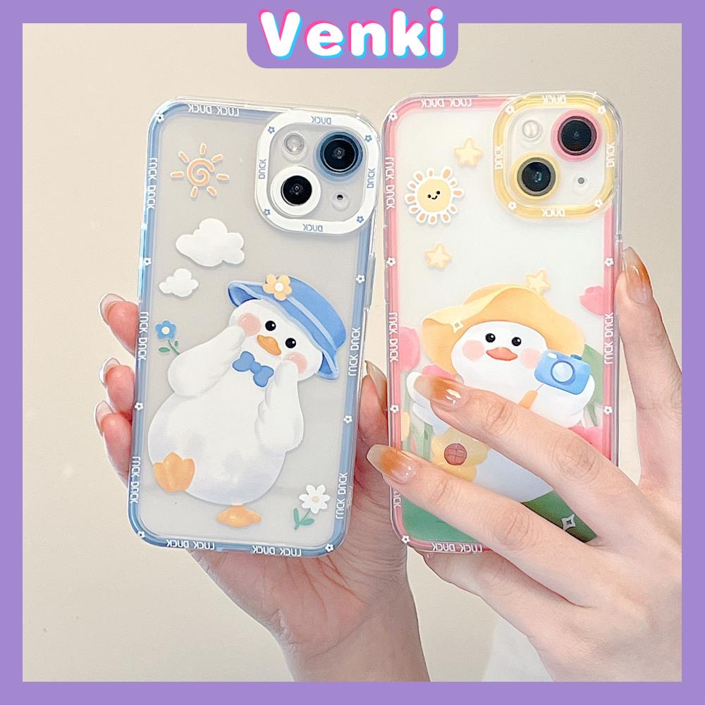 iPhone Case Silicone Soft Case Clear Case Square Edge Shockproof Protection Camera Cartoon Duck Cute Compatible For iPhone 11 iPhone 13 Pro Max iPhone 12 Pro Max iPhone 7 Plus xr