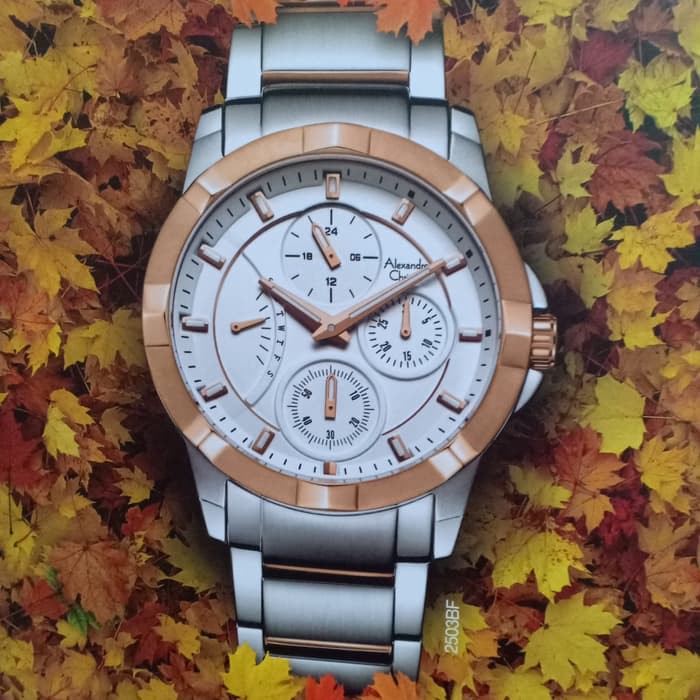 JAM TANGAN PRIA WANITA   ALEXANDRE CHRISTIE AC2503 / AC 2503 SILVER ROSE GOLD MULTIFUNCTION