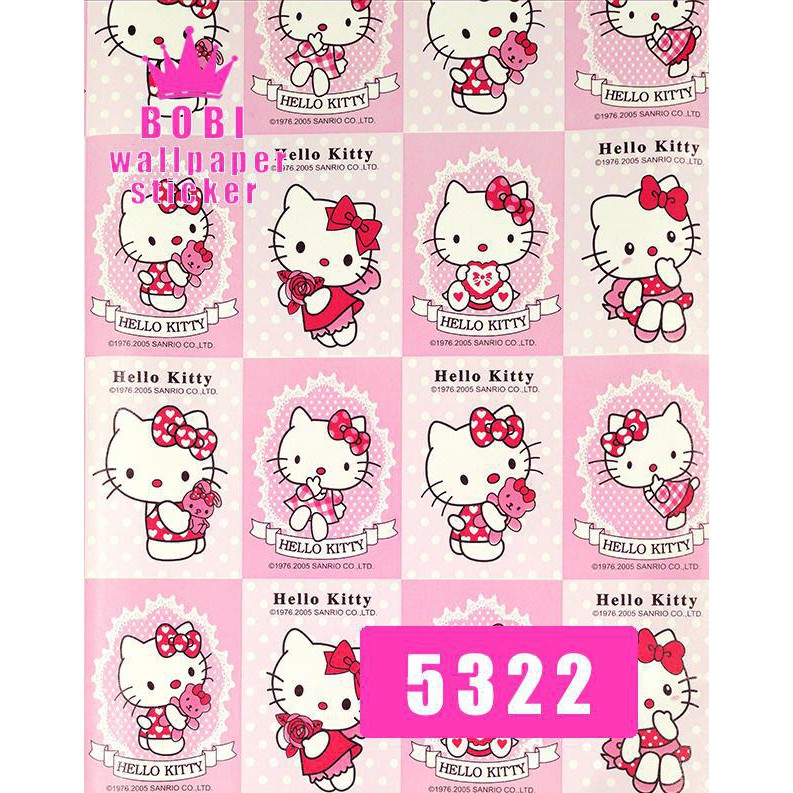 Wallpaper Sticker Motif Hellokity Z5322 Tipis / Wallpaper New 2021 / Ukuran 9mx45cm