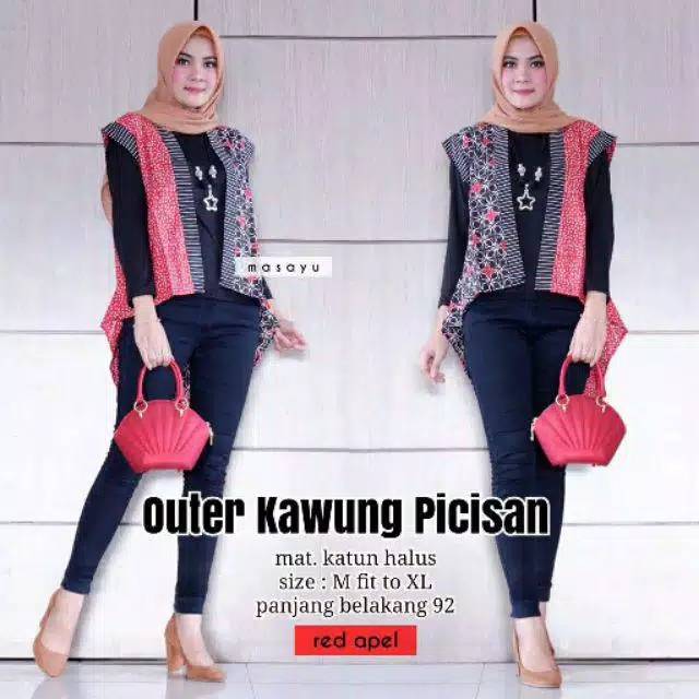 Outer kawung picisan batik modern trendy dan kekinian