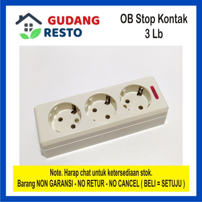 STOP KONTAK 3 LUBANG  CAHAYA ASABER / COLOKAN LISTRIK / TERMINAL OB 3 LB OUTBOW MURAH BAGUS DINDING TEMBOK GANTUNG TEMPEL