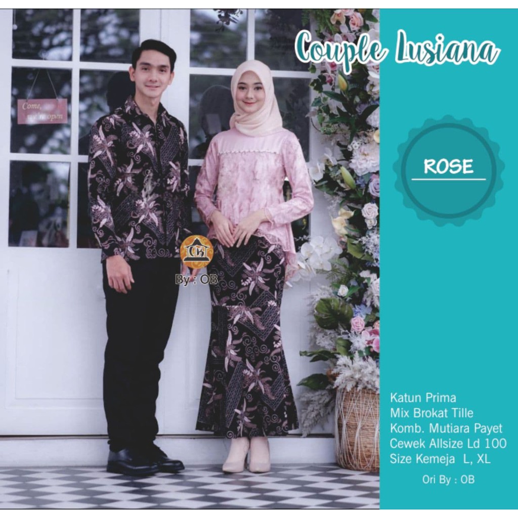 SETELAN COUPLE LUSIANA Broklat Batik Kemeja Gamis Tunangan Wisuda Pesta Terbaru Modis