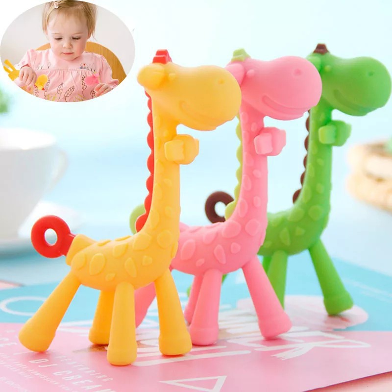 Mainan Bayi Gigitan Teether Jerapah Silikon | Mainan chewing toy Motif giraffe | Banana pisang | Mainan Gigitan Bayi Bentuk Pisang