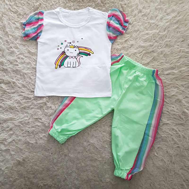 Baju Anak perempuan Cat rainbow joger