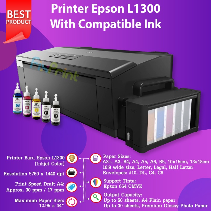 Printer Epson L 1300 Print Cetak A3+ L1300 InkTank GARANSI