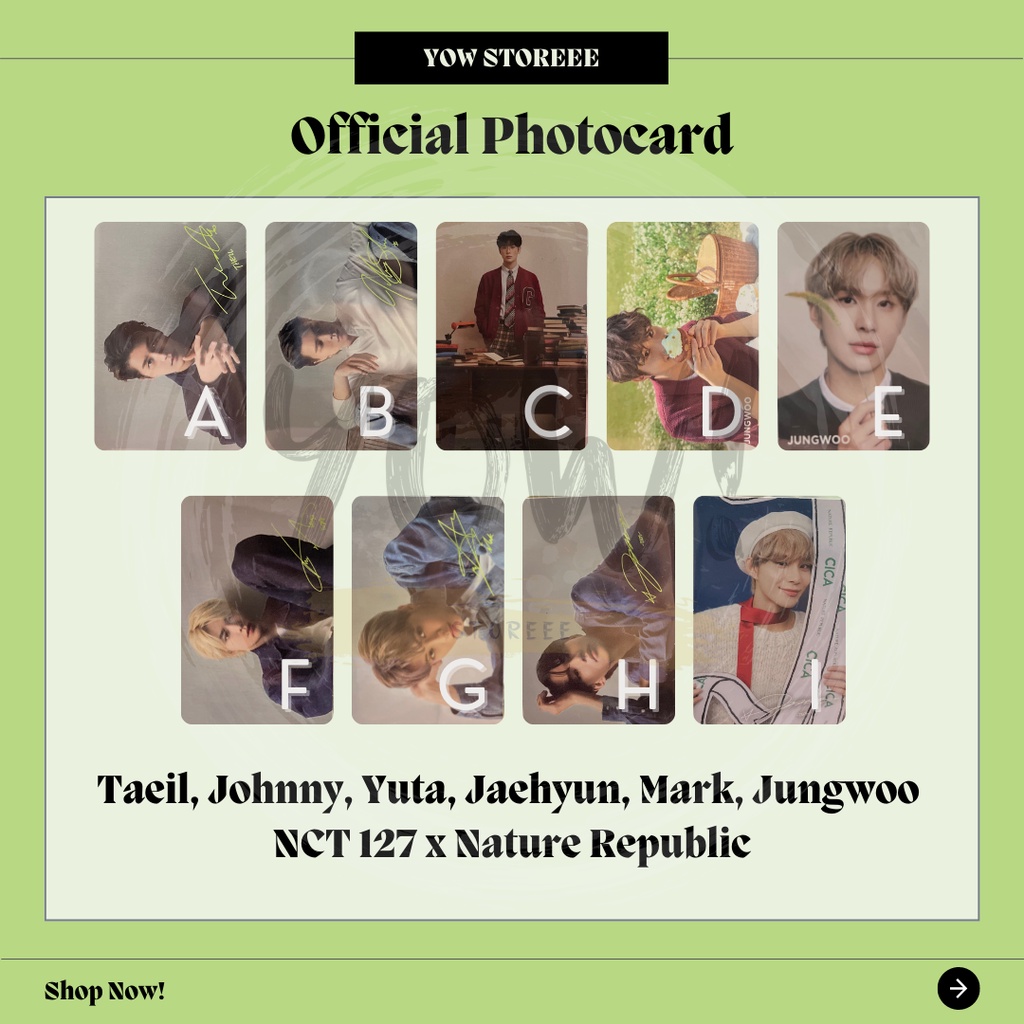 [NCT] Cool Guys - Photocard NCT127 x Nature Republic Cool Guys - Cica - Jaehyun Mark Doyoung Johnny 