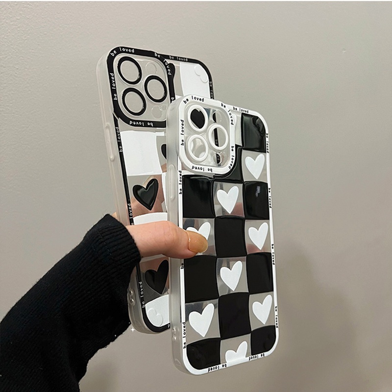 Casing TPU VIVO Y15S Y15A Y21T V23 Y12S Y33S Y21 Y20i Y20s Y11 Y12 Y17 Y91C Y1S Y95 S1 V21 Y30 V9 Y21E Motif Papan Catur Hati