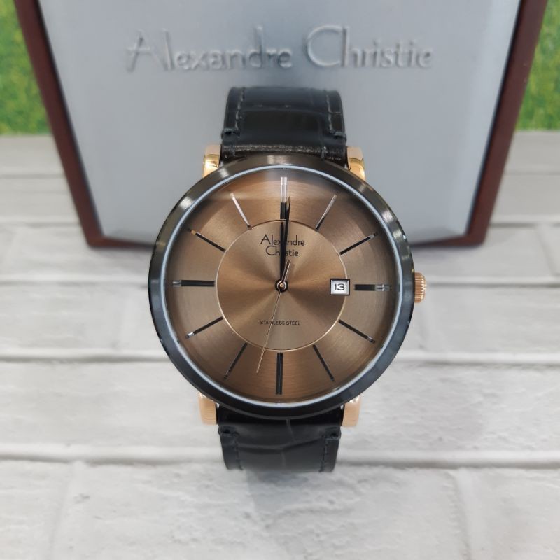 jam tangan couple alexandre christie ac8344md brown