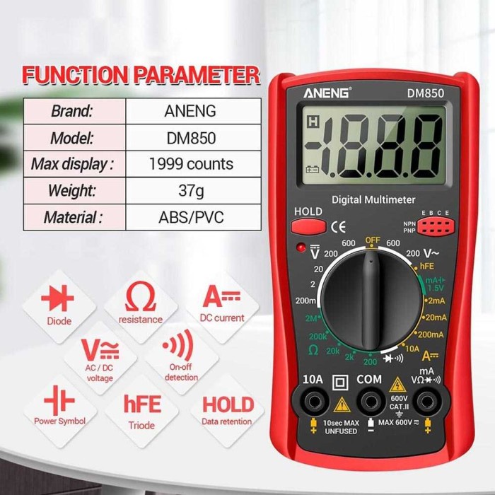 Digital Multimeter Voltage Tester - DM850 ANENG - Oren